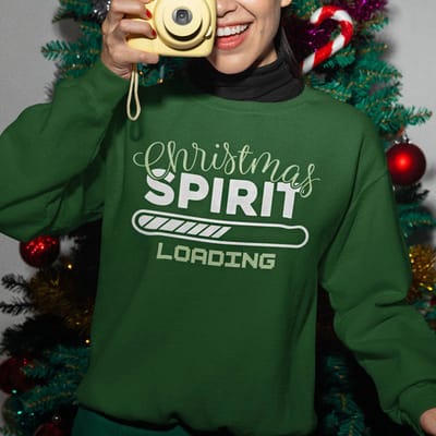 Dames Foute Kerst Trui Groen Christmas Spirit Loading XS - Uniseks Pasvorm - Kerstkleding Voor Dames & Heren