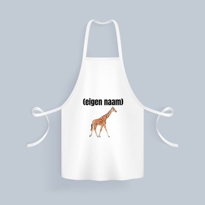 Akyol - giraffe met eigen naam Keukenschort - Giraffe - giraffe liefhebbers - dieren liefhebber - leuk cadeau voor iemand die houdt van giraffen - cadeau - kado - 82 bij 71 cm