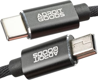 AdroitGoods USB-C naar Mini USB OTG oplaadkabel - 1m - Snelladen 2.4A - USB 2.0 Data & Opladen - Gevlochten Nylon - Duurzame Premium Kabel