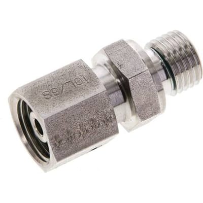 8S & M14x1.5 RVS Rechte Draaidoorvoer Buitendraad 630bar FKM O-ring en Afdichtconus Verstelbaar ISO 8434-1