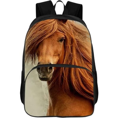 Dieren paardrijtas, rugzak met paardenprint, outdoor reizen rugzak, nieuwe rugzak met grote capaciteit voor computer brown