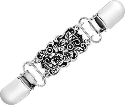 Fako Bijoux® - Vestsluiting - Vestclip - Sjaalspeld - Vestklem - Bloemetjes - Zilverkleurig