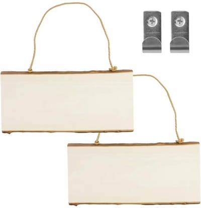 Uithangbord Duurzaam - Houten Uithangbord - Rechthoekig Bord - Henneptouw - U-vormige Haak - 2 Stuks - Hangbord