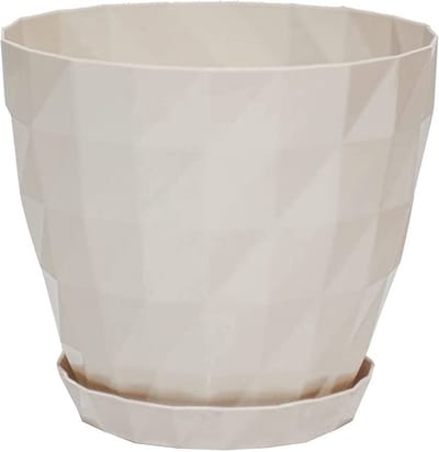 1+1 Sierpot wit transparant Kristal design orchidee rond bloempotten met schaal kruidenpot Ø 19 cm