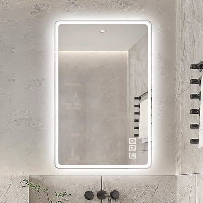MODFU - Badkamerspiegel - Ledverlichting En Anti Condens - Frameloos - Voor Badkamer - Glas En Metaal - Zilver - 60 X 100 Cm