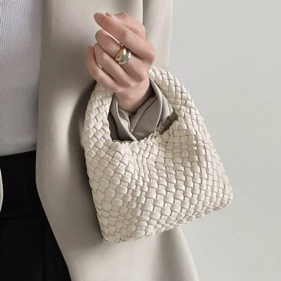 Geweven Tas Zomer Design Gevoel Dames Tas Handtas Schoudertas Groentemand Tas white gray