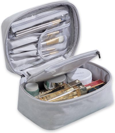 Vandera Toilettas - Dames - Grijs - Toilettassen - Meisjes - Beautycase - Inclusief Make-Up Tas - 22,5 cm x 20 cm