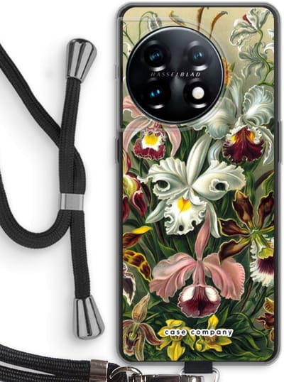 Case Company® - Hoesje met koord geschikt voor OnePlus 11 hoesje met Koord - Haeckel Orchidae - Telefoonhoesje met Zwart Koord - Bescherming aan alle Kanten en Over de Schermrand