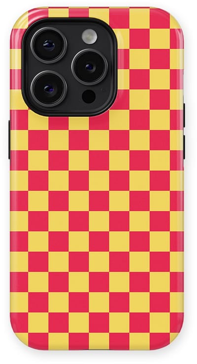 Design Hoesje geschikt voor iPhone 14 Pro | Geschikt Voor Mag | Tiny Squares Checkered Print | Backcover geschikt voor iPhone 14 Pro Cherry Checker