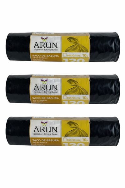 Arun Vuilniszakken 120 Liter Zwart – 10 Stuks – 85x105 cm – Extra Sterke Afvalzakken