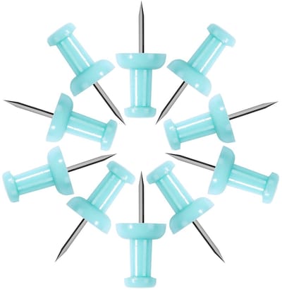 Dailygoods- Duimtacks 120 Stuks - Lichtblauwe Duimtacks - Plastic Hoofd - Stalen Punt - Kantoorwerk - Schoolwerk - Kunstprojecten - Push Pins