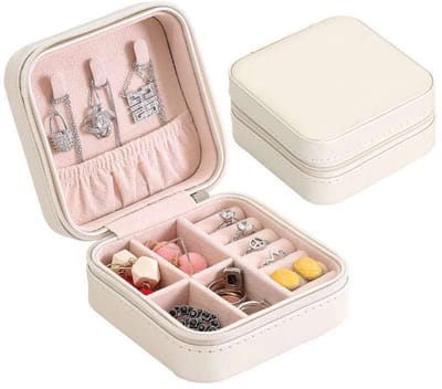 Borvat® Luxe Sieradenbox Opberger - Sieraden Doos - Inclusief Oorbellen Set - Juwelen Doos - Reis Opbergbox - Wit Leren Juwelenkistje - Ketting/Oorbellen/Ring/Horloge Organizer - Voor Dames & Meisjes