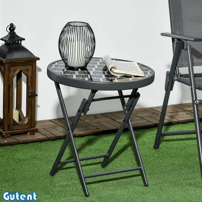 Gutent Klaptafel - Rond - Weerbestendig - Inklapbaar - Diameter 45 x 50 cm - Zwart