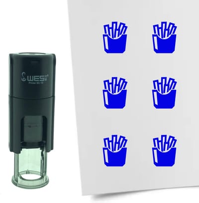 CombiCraft Stempel Frites of Patat 10mm rond - blauwe inkt