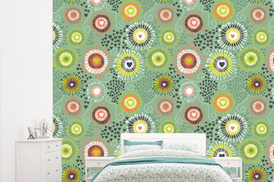 Behang - Fotobehang Bloem - Design - Hartjes - Breedte 315 cm x hoogte 260 cm