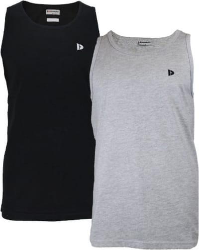 2-Pack Donnay - Muscle shirt (James) - Tanktop - Heren - Black/Light Grey-marl (470) - maat S