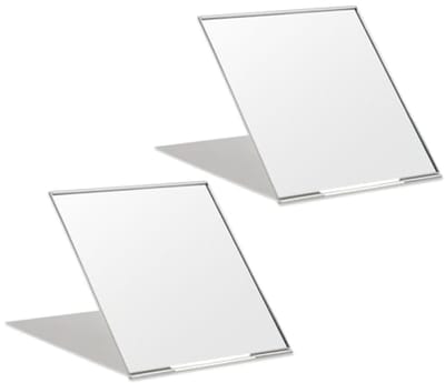 2 stuks ultradunne opvouwbare make-upspiegel met standaard, 7x6 cm, aluminium, compact voor reis en make-uptafel