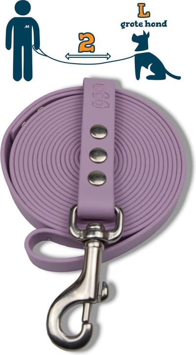 Miqdi hondenriem – BioThane ® - lila - 2 meter lang - 19 mm breed - L/XL - grote hond