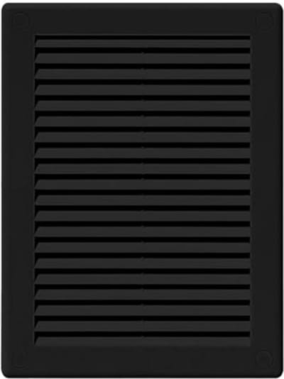 Zwarte luchtventilatieroosters 180 x 250 mm met anti-insectengaas en schroefdoppen