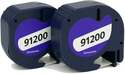 Huismerk geschikt voor Dymo 91200 Label Tape (2X) - Geschikt voor LetraTag LT-100H - LT-100T - 2000 - QX50 - XM - XR