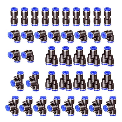 Dailygoods- Pneumatische Connectoren 40 Stuks - Snelbevestigingen - Rechte/Elleboog/T-Vormige/Y-Connectoren - Eenvoudige Installatie - Goede Afdichting - Sterk Kunststof - Luchtverbindingen