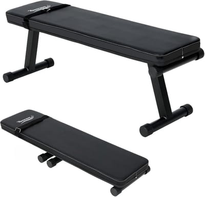 Platte Trainingsbank - Fitnessbank Opklapbaar - Kracht Training - Robuust Stalen Frame - 150 kg Max - Zwart