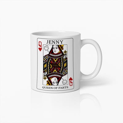 Persoonlijke Queen of Hearts Grappige Mok 330ml – Gepersonaliseerde Naam Koffiemok – Uniek Cadeau Voor Jenny en Kaartspel Liefhebbers