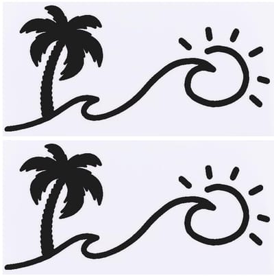 Dailygoody - Zonsondergang Graphics - Waterdichte Stickers - Auto Decoratie - Palmboom en Zon - Perfect voor Laptop en Muur - 4 Vellen