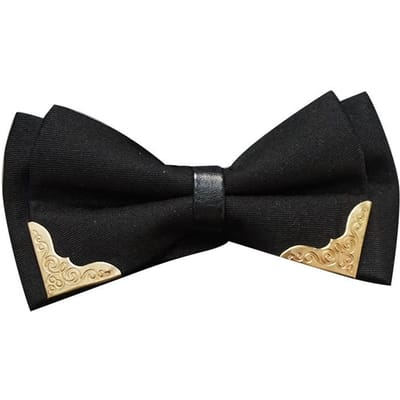 Nœud papillon uni noir et blanc pour homme, tenue de soirée, de mariage, de loisirs, en métal, pour banquet noir