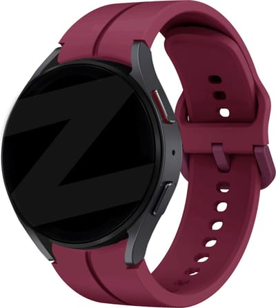 Bandz siliconen band 'Extreme' geschikt voor Samsung Galaxy Watch 7 (40 & 44mm) / Galaxy Watch 6 (Classic) / 5 40mm & 44mm / 5 Pro / Watch 4 (Classic) / Watch FE - Siliconen smartwatch bandje met gespsluiting - wijnrood