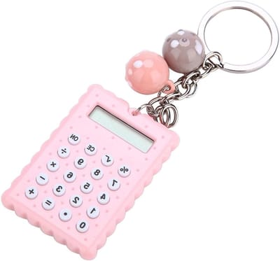 Schattige Sleutelhanger Rekenmachine voor Kinderen en Studenten - Pocket Calculator in Roze, Handig en Draagbaar