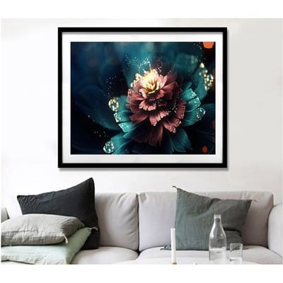 Diamantborduurpatronen Bloem Rond 5D DIY Diamant Schilderij Woonkamer Home Decor Handwerk 20X30CM black