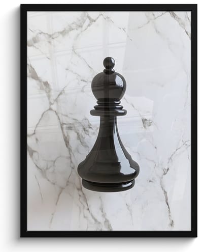 Poster in lijst - Fotolijst 50x70 cm - Posters - Schaakstuk - Loper - Zwart - Marmer - Posterlijst zwart - Decoratie - Wanddecoratie woonkamer - Muurdecoratie slaapkamer