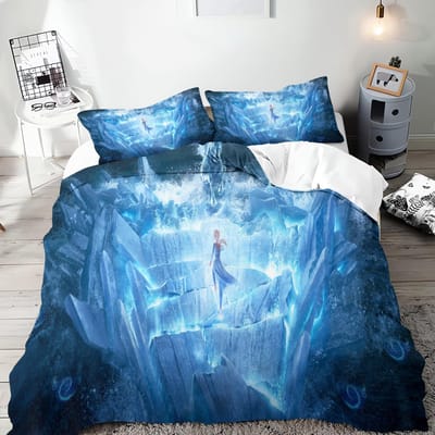 Frozen Prinses Elsa en Anna Anime Dekbedovertrek Set Comforte Beddengoed Sets met Print Cartoon Tweepersoons Kerstcadeaus 3-delig AU Double(180*210cm)3pcs