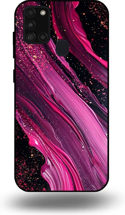 Smartphonica Telefoonhoesje geschikt voor Samsung Galaxy A21s met marmer opdruk - TPU backcover case marble design - Paars Roze geschikt voor Samsung Galaxy A21s