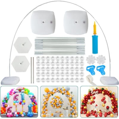 Ballonboog Houder Kit Waterzak Zeshoekige Basis Stalen Buis 15 Secties Glasvezel Stang Pomp Ringgesp wit
