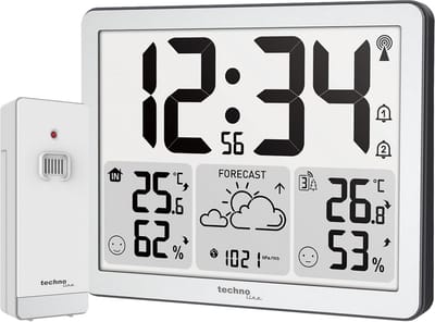 Weerstation Klok - Dubbele Functie - Binnen Buiten Meten - Radio Tijd Instelling - 17.3 cm Breed - Zilver