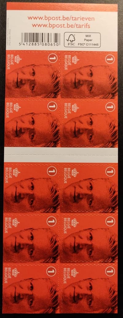 Bpost - 10 postzegels - Tarief 1 - verzending België - Koning Filip