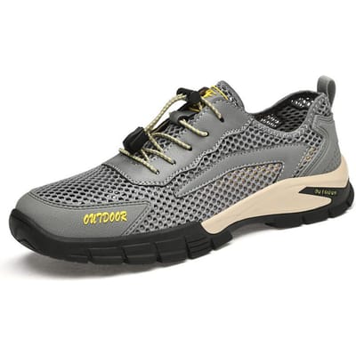 Herenschoenen Nieuw Ademend plus Maat Zomer Buitenkleding Mesh Oppervlak Schoenen Strand Waden Sport Hol Gat Mode Schoenen 46 grijze kleur