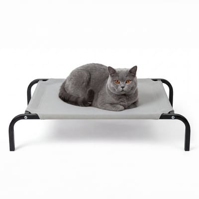 JAXY Hondenbed - Hondenstretcher Binnen & Buiten - Honden Ligbed Orthopedisch - Hondenbed Op Pootjes - Maat S - Lichtgrijs