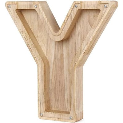 18cm Zesentwintig Letter Spaarpot Houten Munt Geld Spaardoos Pot Munt Opbergdoos Bureau Ornament Woondecoratie Handwerk Kerstcadeau beige