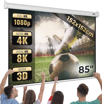 Handmatig Neerklapbaar Projectiescherm - Intrekbaar Bioscoopscherm 16:9/4:3/1:1 voor Binnen en Buiten (152x152 cm - 85 inch)