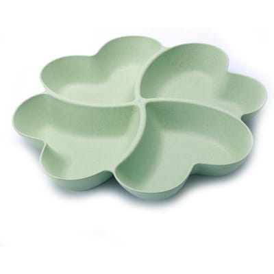 4-vaks Hartvormige Fruitschaal Creatieve Borden Opbergdoos Gedroogd Fruit Snackborden Verdeeld Snoep Dessertbord Container 23cm beige