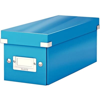 Leitz WOW Click & Store Opbergdoos met Deksel voor CD's - Kartonnen Sorteerdoos voor Spullen - 84% Gerecycled Karton - 14.3 x 35.2 Cm (BxD) - Blauw