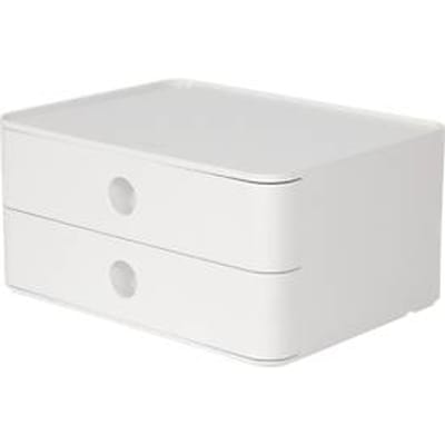 Ladebox HAN Allison Smart-Box, 2 laden met scheidingswanden, kabelhouder, stapelbaar, ABS-kunststof, wit