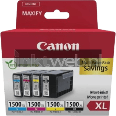 Canon pgi-1500xl 9182B010 inktcartridge - 4 stuk(s) - Origineel - Hoog (XL) rendement - Zwart, Cyaan, Magenta, Geel + Retourzakje