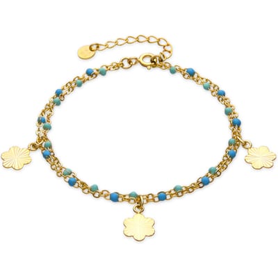 Luxenter Armband van 925 sterlingzilver en blauw gelakt met 18-karaats geelgoud afwerking - Lilith