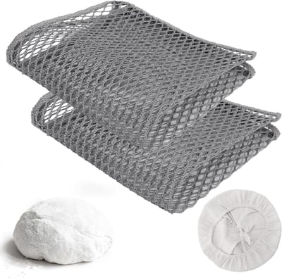 Herbruikbare Deegreinigingsdoeken en Rijsmand Hoes, 30 x 30 cm, Perfect voor Broodbakken en Deegrestverwijdering in de Keuken