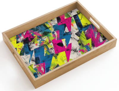 Dienblad hout 40x30 cm - Schootdienblad - Bliksemschichten - Patroon - Marmer - Kleuren - Borrelplank rechthoek - Plateau dienbladen
