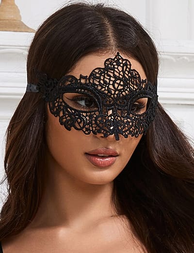 Zeloria Venetiaans Oogmasker Dames – Kanten Masker – Bal Masqué Masker – Carnavalsmasker – Verkleedmasker – Zwart – Set van 2